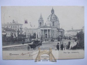 Warszawa, Plac Św. Aleksandra, dorożka, wyd. Rzepkowicz nr 36, 1903
