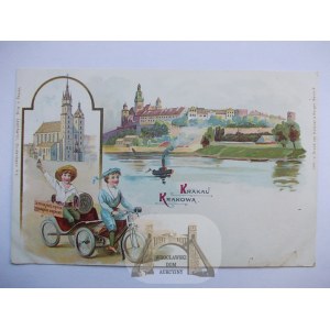 Kraków, litografia, reklama Atramenty Leonhardego ok. 1900