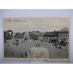 Lida, Rynek, wozy, mieszkańcy, 1917