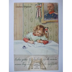 Hindenburg, portret na ścianie, list od dziecka, 1915