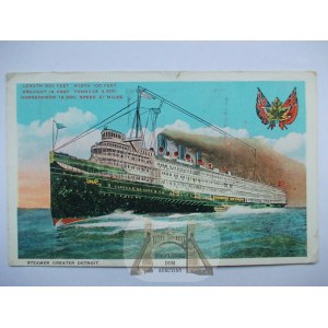 Statek Pasażerski, Parowiec Greter Detroit, USA, 1938