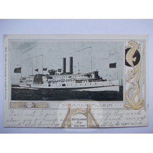 Statek Pasażerski, Parowiec Pilgrim, USA, secesja, 1906
