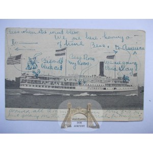 Statek Pasażerski, Parowiec Plymouth, USA, 1908