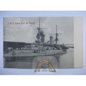 Okręt Wojenny, S.M.S. Kaiser Karl der Grosse, ok. 1910