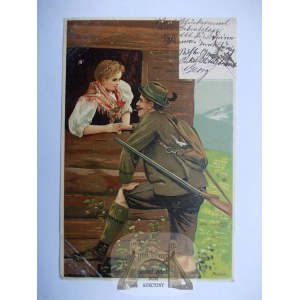 Myślistwo, Łowiectwo, zaloty myśliwego, malował Mailick, 1906