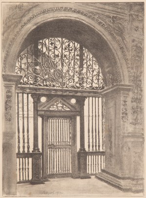 Leon Wyczółkowski (1852 Huta Miastkowska - 1936 Warszawa), Wejście do Kaplicy Zygmuntowskiej, 1921