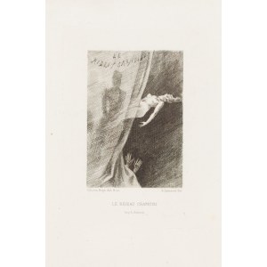 Felicien Rops (1833 Namur - 1898 Essonnes), Le rideau cramoisi z cyklu Les Diaboliques, 1886