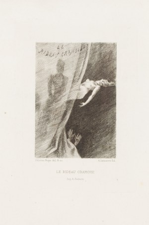 Felicien Rops (1833 Namur - 1898 Essonnes), Le rideau cramoisi z cyklu Les Diaboliques, 1886