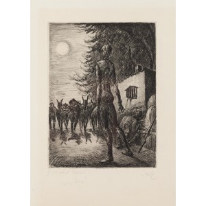 Władysław Jahl (1886 Jarosław - 1953 Paryż), Don Kichot czeka na swego sługę z teki Don Quichotte, 1951