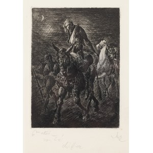 Władysław Jahl (1886 Jarosław - 1953 Paryż), Don Kichot powraca do domu z teki Don Quichotte, 1951