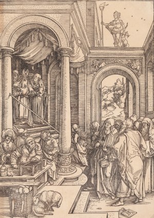 Albrecht Dürer (1471 - 1528), Ofiarowanie Marii w świątyni z cyklu 'Życie Marii', około1503