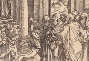 Albrecht Dürer (1471 - 1528), Ofiarowanie Marii w świątyni z cyklu 'Życie Marii', około1503