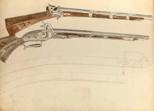Antoni KOZAKIEWICZ (1841-1929), Szkice strzelby oraz miecza