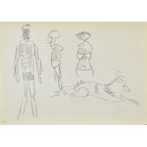 Jerzy PANEK (1918-2001), Figuren eines Mannes, zweier Frauen und eines liegenden Hundes