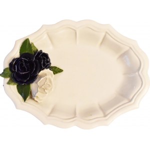 Grande Centro tavola in ceramica bianca e rose