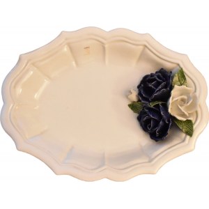 Grande Centro tavola in ceramica bianca e rose