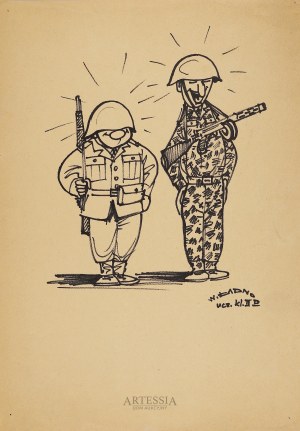 Wojciech Ładno (1921-1970), Dwóch żołnierzy Wojska Polskiego - karykatura