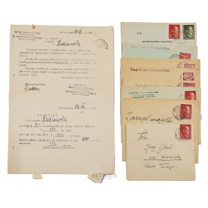 Zestaw 8 kopert i pismo urzędowe z okresu okupacji