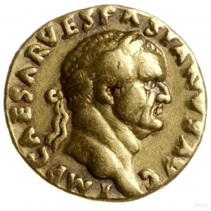 aureus, ok. 70 r., Rzym; Aw: Głowa cesarza w prawo, IMP...