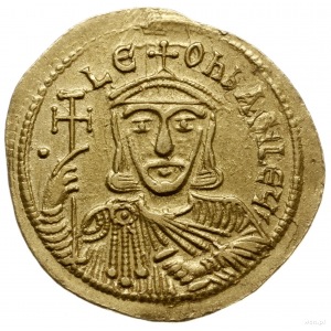 solidus 813-820, Konstantynopol; Aw: Popiersie Leona z ...
