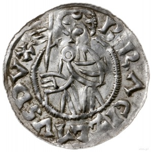 denar przed 1050; Aw: Popiersie z chorągwią w lewo, BRA...