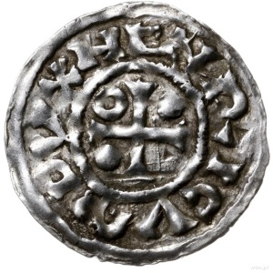 denar 985-995, mincerz Ag; Krzyż z kółkiem i dwiema kul...