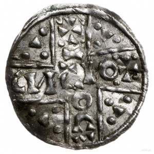 denar 1018-1026, mincerz Conja; Napis HEINRICVS DVX wko...