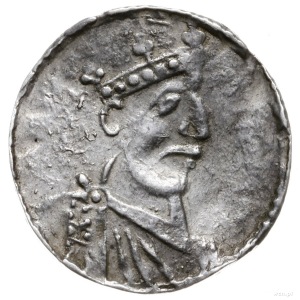 denar 1025-1027, mincerz Ag; Popiersie króla w prawo / ...