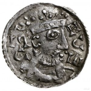 denar 1039-1042; Popiersie króla w prawo / Krzyż z lite...