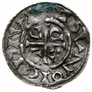 denar 1039-1042; Popiersie króla w prawo / Krzyż z lite...
