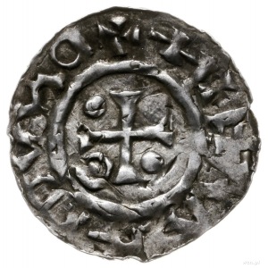 denar 985-995, mincerz Hrothi; Krzyż z dwiema kulkami i...