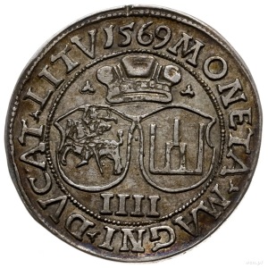 czworak 1569, Wilno; końcówki napisów L/LITV, na rewers...