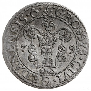 grosz 1579, Gdańsk; na awersie kropka kończy napis; CNG...