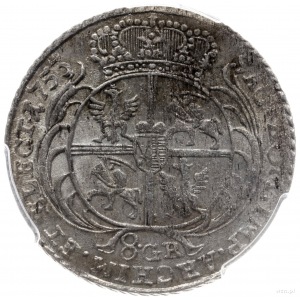 dwuzłotówka 1753, Lipsk; odmiana bez liter E-C, masywne...
