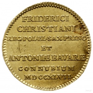 dukat 1747, Drezno; moneta wybita na pamiątkę ślubu Fry...