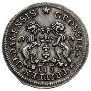 trojak w czystym srebrze 1755, Gdańsk; wariant z mniejs...