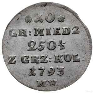 10 groszy miedziane 1793, Warszawa; Plage 239; piękne