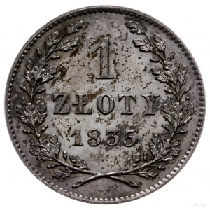 1 złoty 1835, Wiedeń; Bitkin 1, Kop. 7859 (R2), Plage 2...