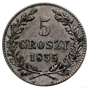 5 groszy 1835, Wiedeń; Bitkin 3, Kop. 7857 (R1), Plage ...