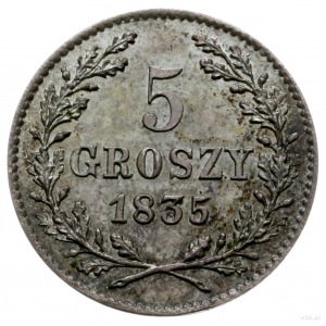 5 groszy 1835, Wiedeń; Bitkin 3, Kop. 7857 (R1), Plage ...
