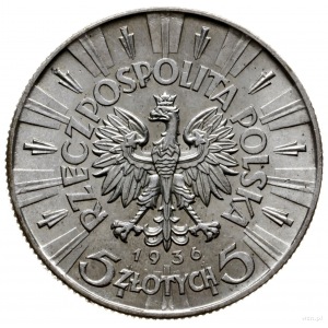 5 złotych 1936, Warszawa; Józef Piłsudski; Parchimowicz...