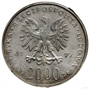 2.000 złotych 1977, Warszawa; Fryderyk Chopin, na rewer...