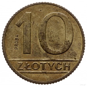 10 złotych 1989, Warszawa; na rewersie wypukły napis PR...