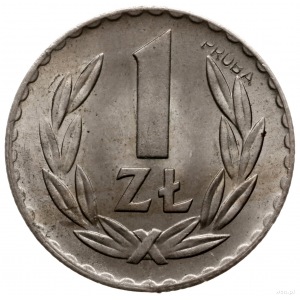 1 złoty 1949, Warszawa; na rewersie wklęsły napis PRÓBA...