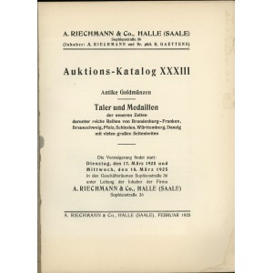A. Riechmann & Co. - Auktions-Katalog XXXIII; Halle (Sa...