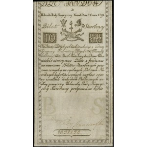 10 złotych polskich 8.06.1794, seria D, numeracja 32230...