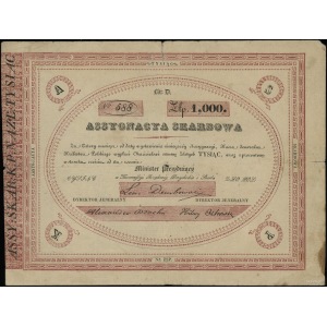 asygnata skarbowa na 1.000 złotych 1831; litera D, nume...