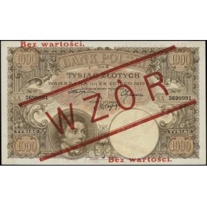 1.000 złotych 28.02.1919, seria A, numeracja 5699991, o...