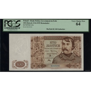 100 złotych 15.08.1939, seria K, numeracja 043046; Luco...