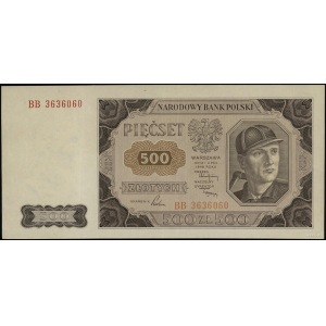 500 złotych 1.07.1948, seria BB, numeracja 3636060; Luc...